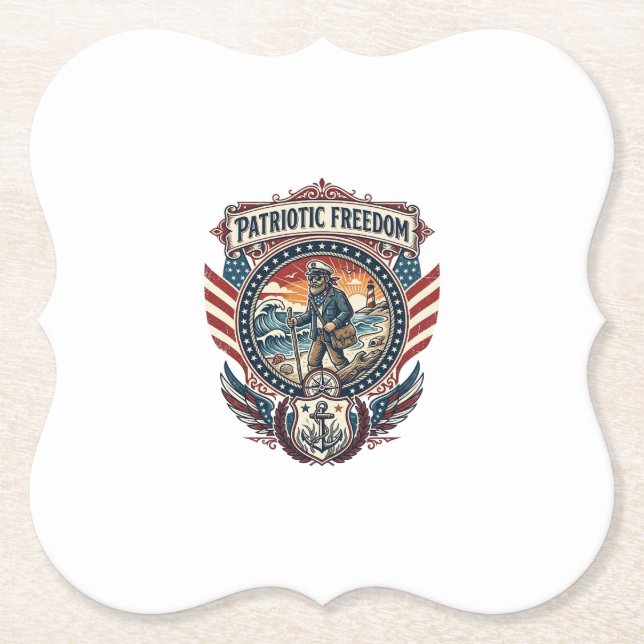 Patriotic Beachcomber Vector Graphic Tee_1 Paper Coaster (Front)