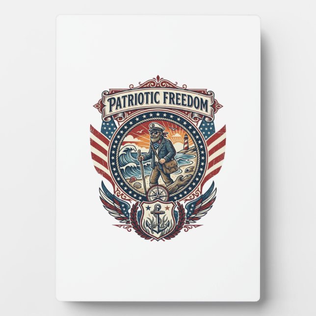 Patriotic Beachcomber Vector Graphic Tee_1 Plaque (Front)
