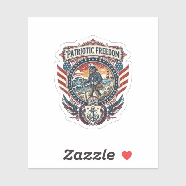 Patriotic Beachcomber Vector Graphic Tee_1 Sticker (Sheet)