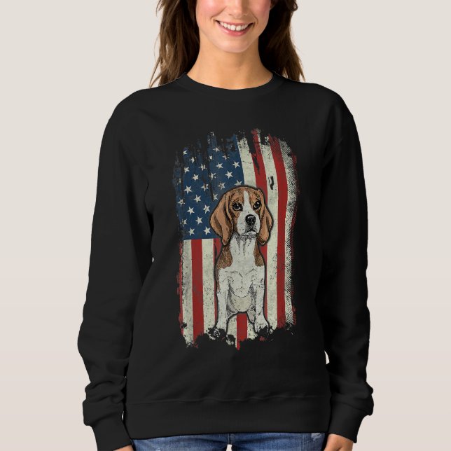 Patriotic Beagle American Flag Dog  Men Women Sweatshirt (Front)