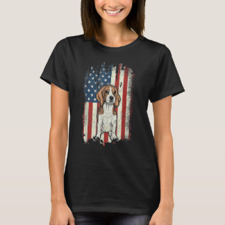 Patriotic Beagle American Flag Dog  Men Women T-Shirt