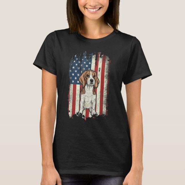 Patriotic Beagle American Flag Dog  Men Women T-Shirt (Front)
