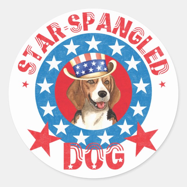 Patriotic Beagle Classic Round Sticker (Front)