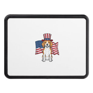 Patriotic Beagle Dog Flag Vintage Engraving Design Hitch Cover