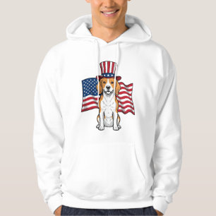 Patriotic Beagle Dog Flag Vintage Engraving Design Hoodie