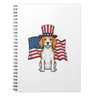 Patriotic Beagle Dog Flag Vintage Engraving Design Notebook