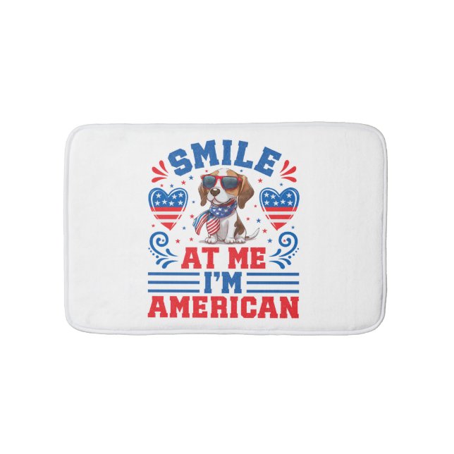 Patriotic Beagle Dog for 4th Of July Bath Mat (Front)