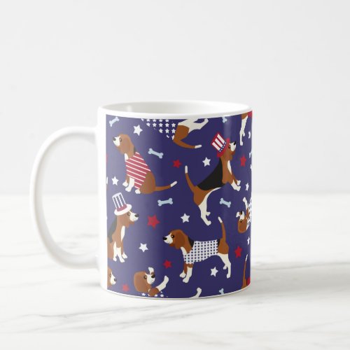 Patriotic Beagle Dog Pattern Coffee Mug