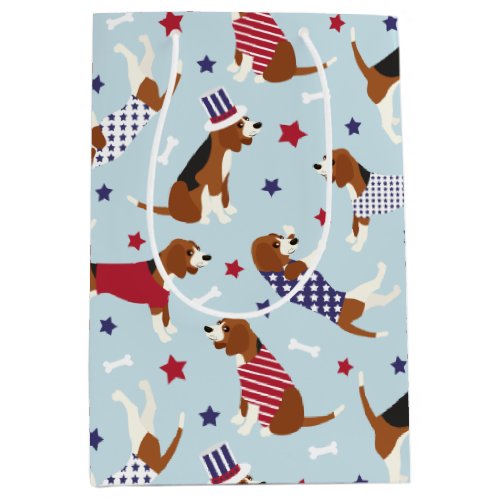 Patriotic Beagle Dog Pattern Medium Gift Bag