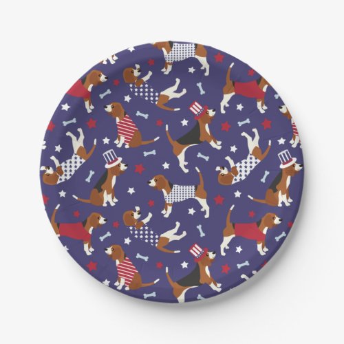 Patriotic Beagle Dog Pattern Paper Plate