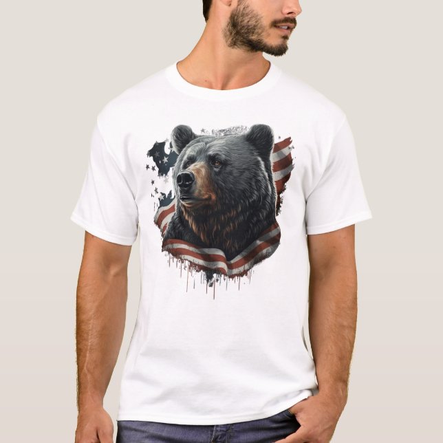 Patriotic Bear Cat Meow Shirt (Front)