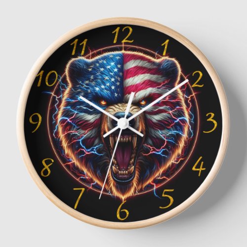 Patriotic Bear Clock