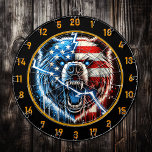 Patriotic Bear Lightning Ignites the Board Dart Board<br><div class="desc">1. Introducing the ultimate statement piece for your man cave or hunting lodge: a dart board featuring a striking American flag bear face design. This unique dart board combines the thrill of the game with a bold, eclectic aesthetic that celebrates both American pride and the rugged spirit of the great...</div>