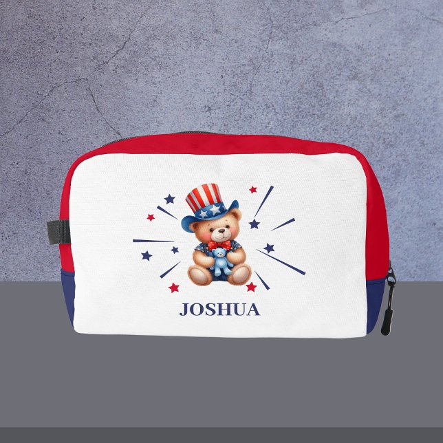 Patriotic Bear Personalized Kids Name Dopp Kit (Patriotic Bear Personalized Kids Name Dopp Kit
)