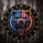 Patriotic Bear Power Strikes the Board Dart Board<br><div class="desc">1. Introducing the ultimate statement piece for your man cave or bear-themed room: a unique dart board featuring a striking design of a grizzly bear's head adorned with the American flag. This eye-catching dart board not only serves as a fun game for friends and family but also adds a touch...</div>