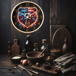 Patriotic Bear: Red, White, and Roars Clock