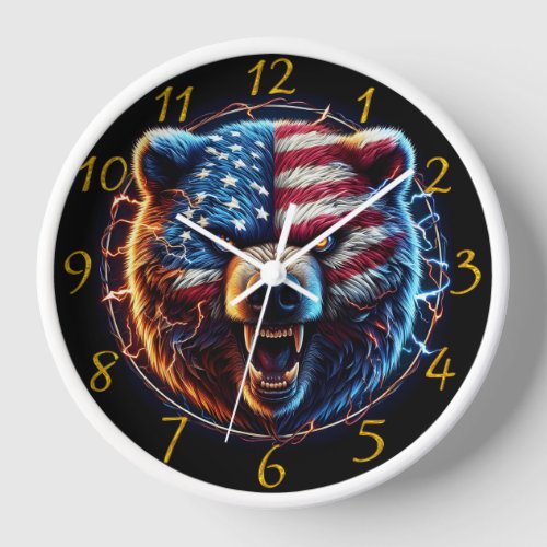 Patriotic Bear Symbol of America Clock