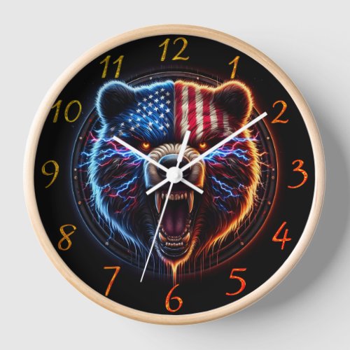 Patriotic Bear The Spirit of America Clock