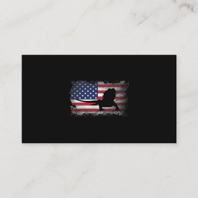 Patriotic Bearded Dragon American Flag Cool Bearde Business Card (Front)