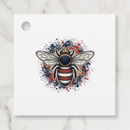 Patriotic Bee Vintage Engraving Vector Design_1 Favor Tags