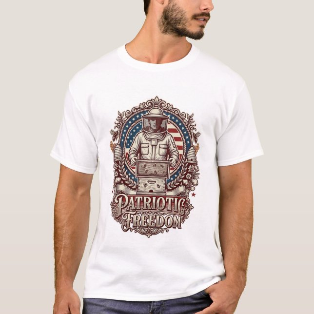 Patriotic Beekeeper Vector Graphic Tee (Front)