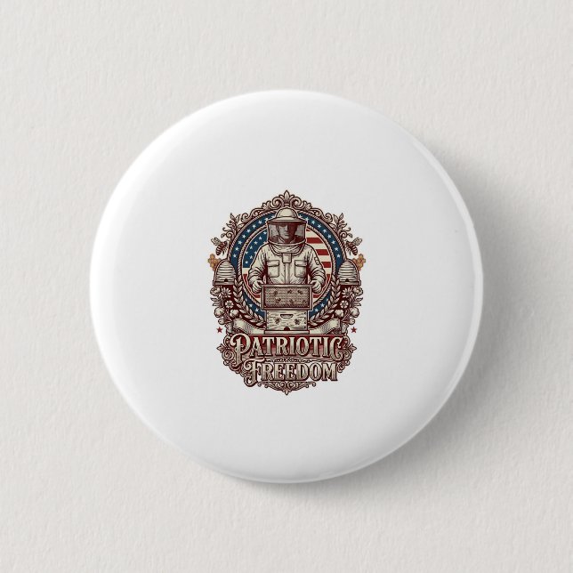 Patriotic Beekeeper Vector Graphic Tee Button (Front)