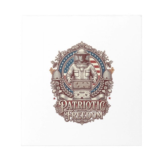 Patriotic Beekeeper Vector Graphic Tee Notepad (Front)