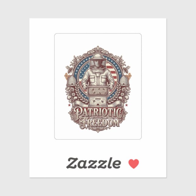 Patriotic Beekeeper Vector Graphic Tee Sticker (Sheet)