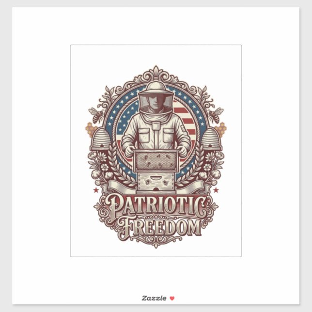 Patriotic Beekeeper Vector Graphic Tee Sticker (Sheet)