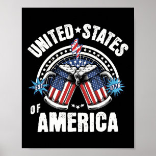 Patriotic Beer American Flag 4th Of July Beer Usa Poster
