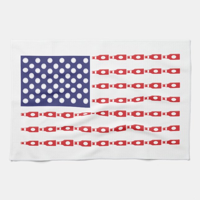 Patriotic Beer Bottles Towel (Horizontal)
