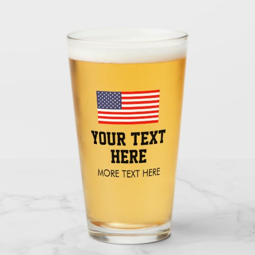 Patriotic beer glasses with American flag logo