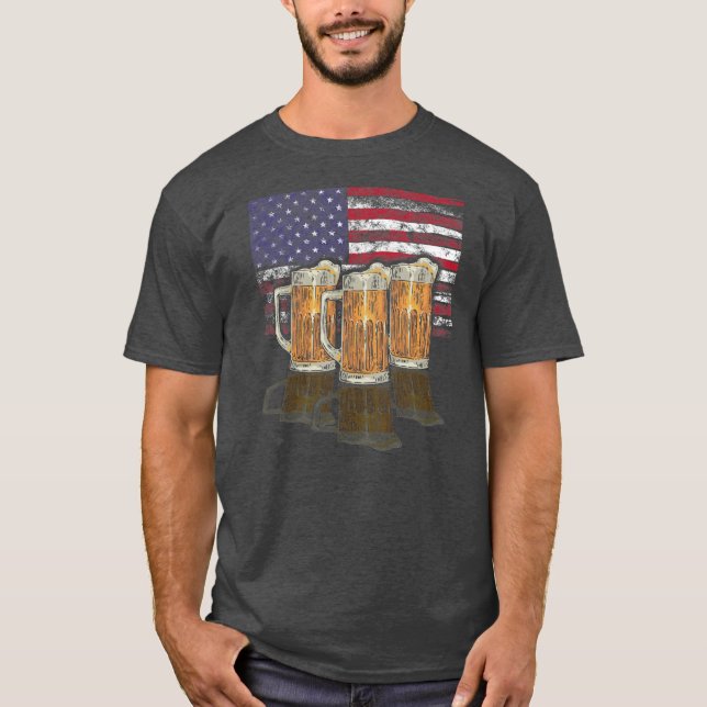 Patriotic Beer Mug 4th of July American Beer T-Shirt (Front)