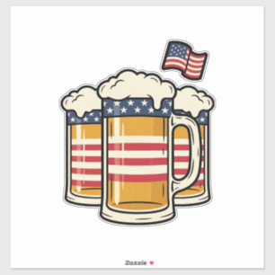 Patriotic Beer Mug Vintage Vector Design_1 Sticker