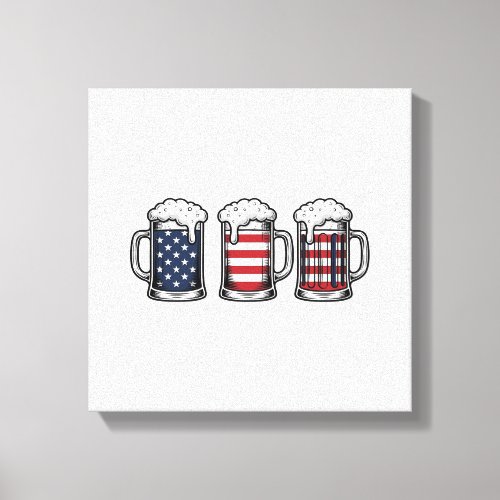 Patriotic Beer Mugs Vintage Vector Shirt Design_1 Canvas Print
