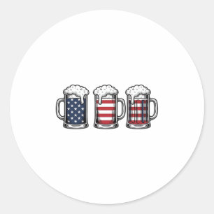 Patriotic Beer Mugs Vintage Vector Shirt Design_1 Classic Round Sticker