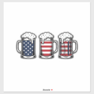 Patriotic Beer Mugs Vintage Vector Shirt Design_1 Sticker