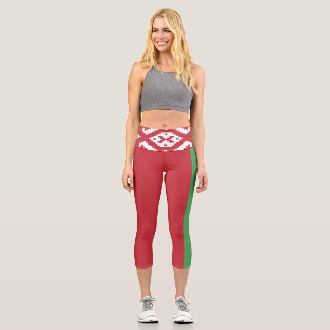 Patriotic Belarusian Flag Capri Leggings (Front)