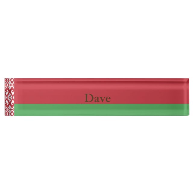 Patriotic Belarusian Flag Desk Name Plate (Front)