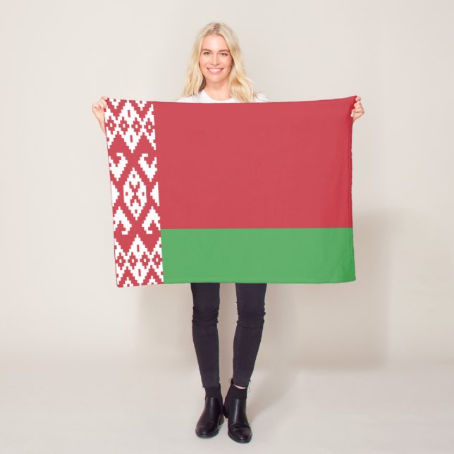 Patriotic Belarusian Flag Fleece Blanket (In Situ)