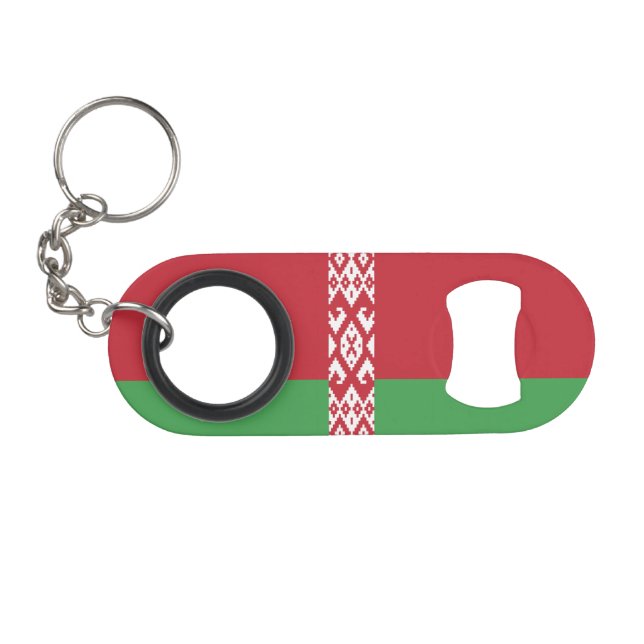 Patriotic Belarusian Flag Keychain Bottle Opener (Front (Horizontal))
