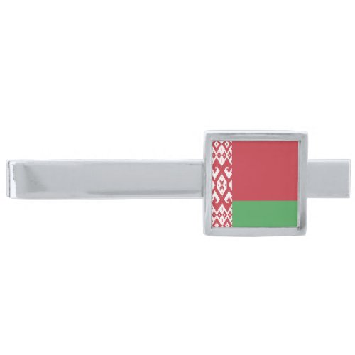 Patriotic Belarusian Flag Silver Finish Tie Bar