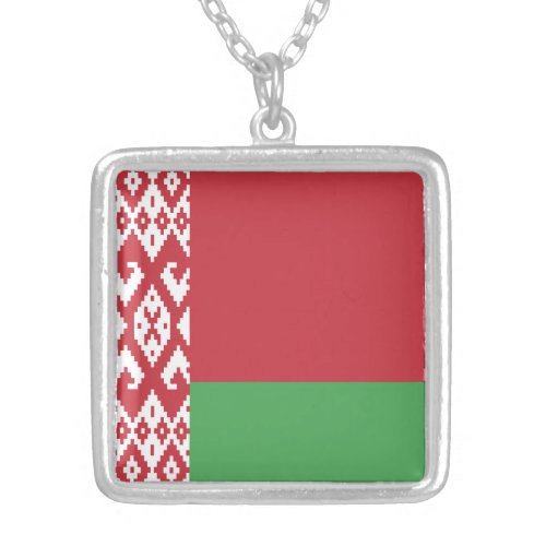 Patriotic Belarusian Flag Silver Plated Necklace