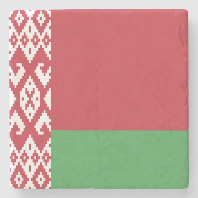 Patriotic Belarusian Flag Stone Coaster (Front)