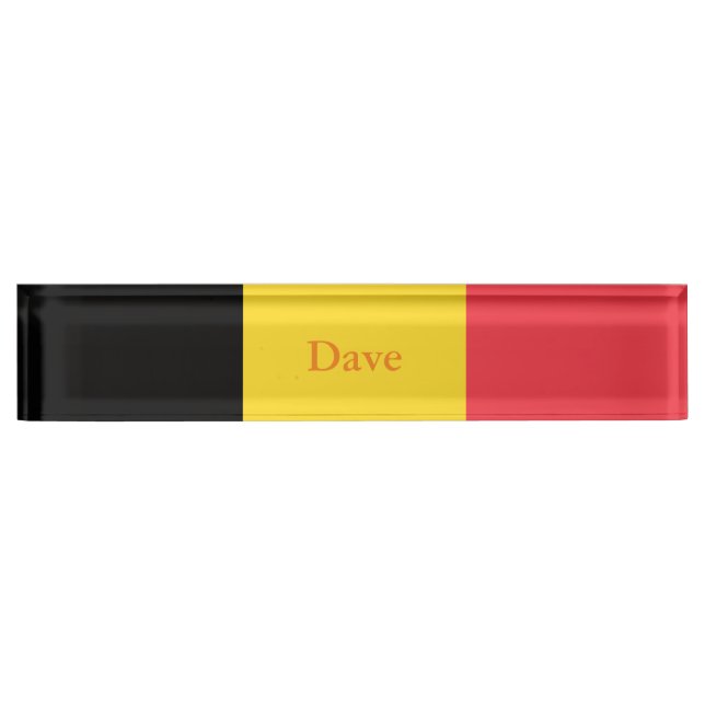 Patriotic Belgian Flag Desk Name Plate (Front)