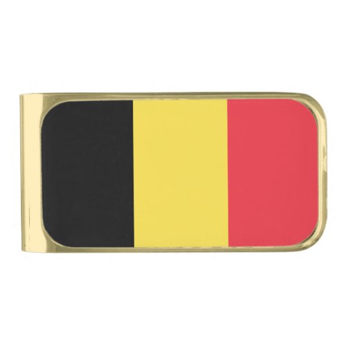 Patriotic Belgian Flag Gold Finish Money Clip