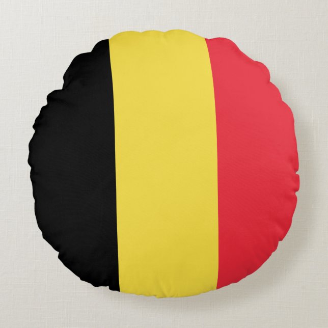 Patriotic Belgian Flag Round Pillow (Front)