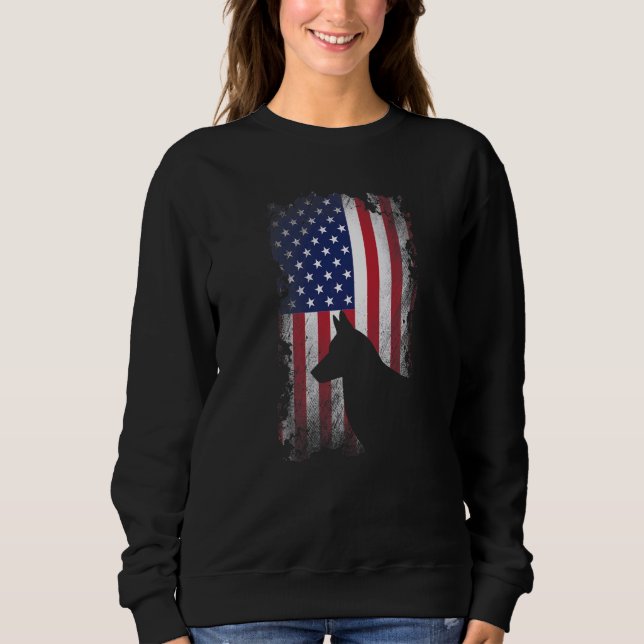 Patriotic Belgian Malinois American Flag Cool Dog Sweatshirt (Front)