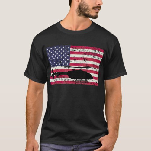 Patriotic Bell 407 helicopter American flag T_Shir T_Shirt