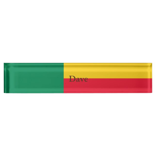 Patriotic Benin Flag Desk Name Plate (Front)
